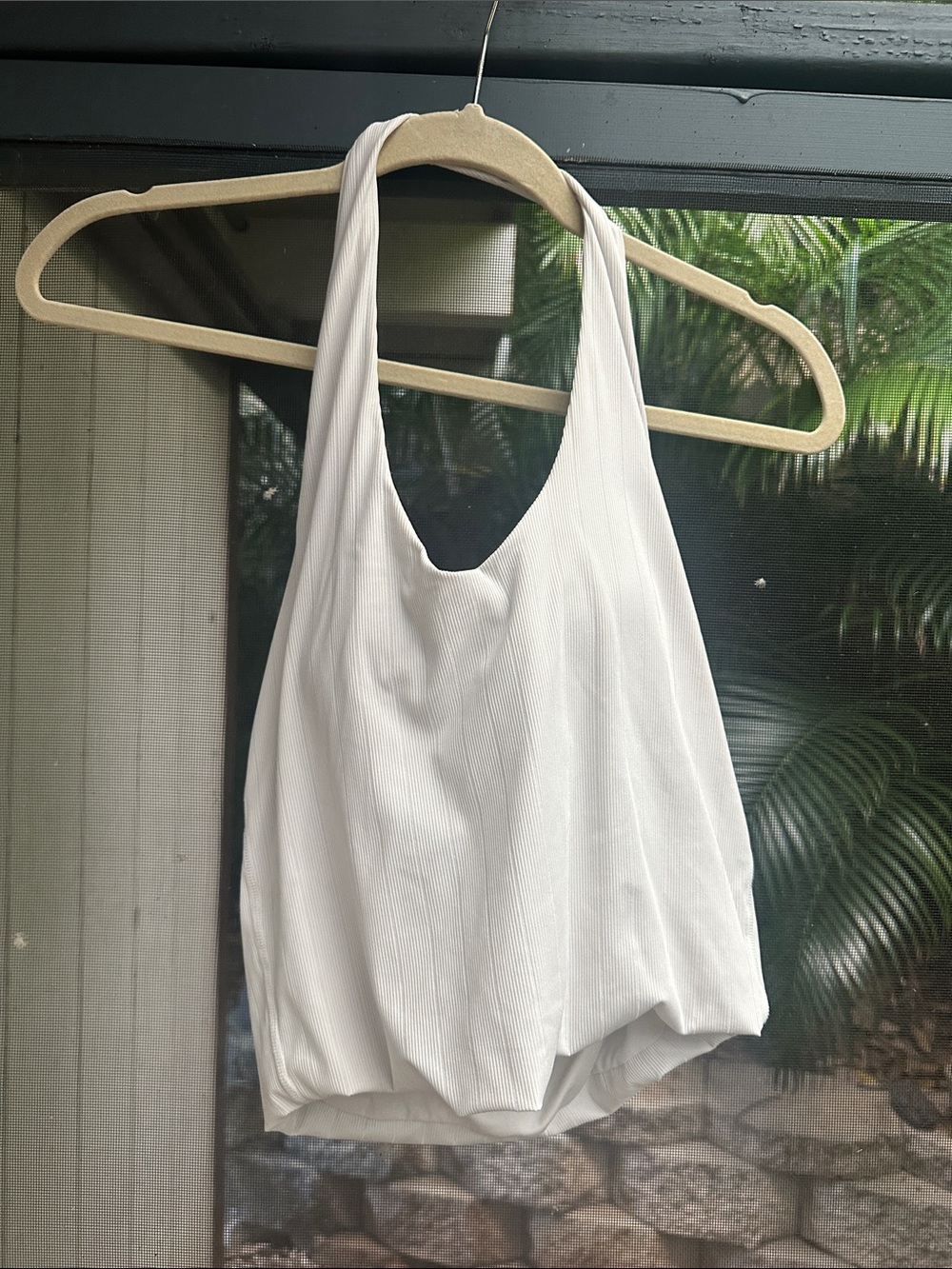 Klassy Network Cream Halter Camisole Top